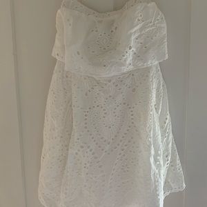 White eyelet strapless dress